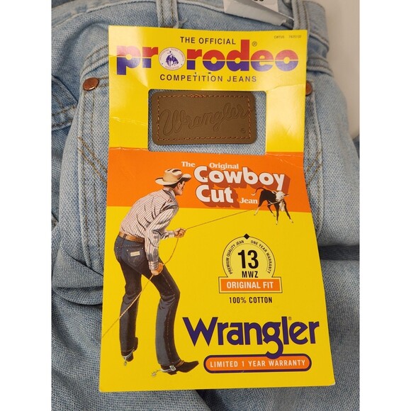 NWT Wrangler Cowboy Cut Jeans Mens 34x32 Light Wash Denim Original Fit Pro Rodeo - Picture 4 of 7